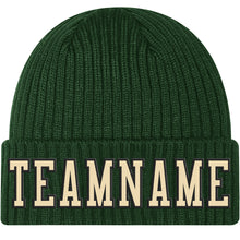 Charger l'image dans la galerie, Custom Green Cream-Black Stitched Cuffed Knit Hat