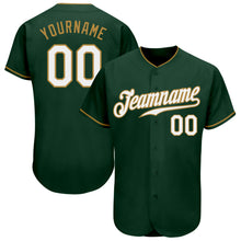 Load image into Gallery viewer, Custom Green White-Old Gold Authentic Baseball Jersey