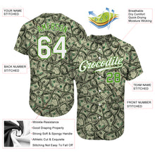 Load image into Gallery viewer, Custom Green White-Neon Green 3D Pattern Design Dollar Authentic Baseball Jersey
