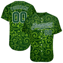 Charger l'image dans la galerie, Custom Green Green-White 3D Pattern Design Authentic St. Patrick's Day Baseball Jersey