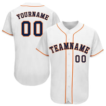 Laden Sie das Bild in den Galerie-Viewer, Custom White Navy-Orange Baseball Jersey