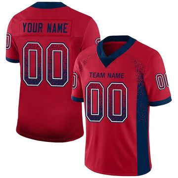 Custom Red Navy-White Mesh Drift Fashion Football Jersey