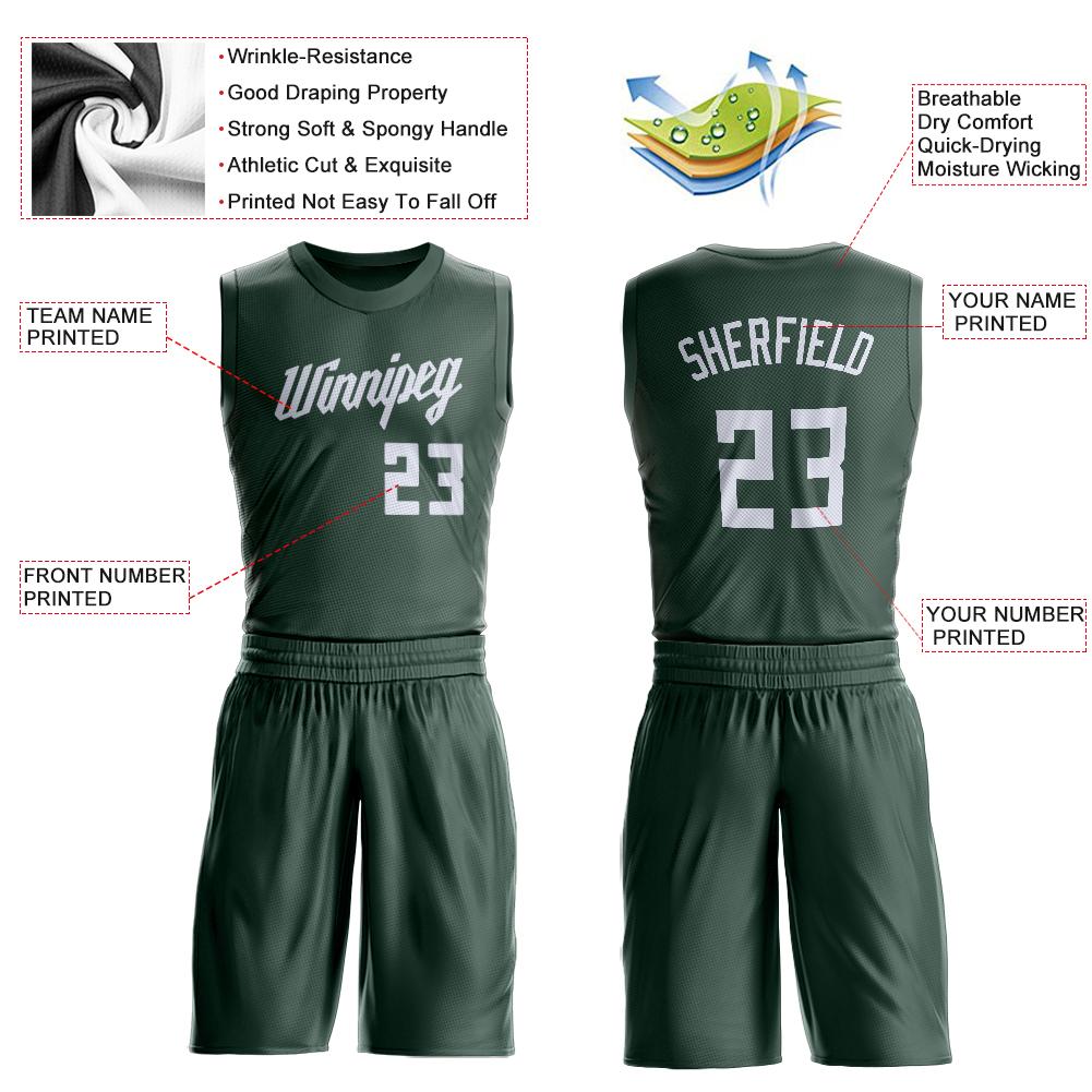 Custom Hunter Green White Round Neck Suit Basketball Jersey –  CustomJerseysPro