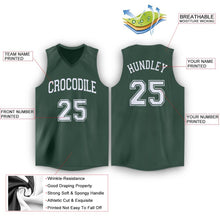 Load image into Gallery viewer, Custom Hunter Green White V-Neck Basketball Jersey
