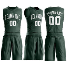 Load image into Gallery viewer, Custom Hunter Green White Round Neck Suit Basketball Jersey