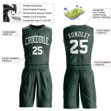 Load image into Gallery viewer, Custom Hunter Green White Round Neck Suit Basketball Jersey