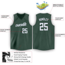 Load image into Gallery viewer, Custom Hunter Green White V-Neck Basketball Jersey