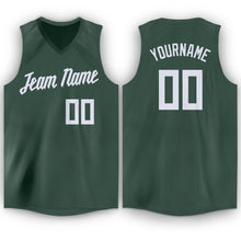 Load image into Gallery viewer, Custom Hunter Green White V-Neck Basketball Jersey