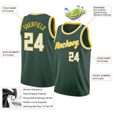 Load image into Gallery viewer, Custom Hunter Green White-Gold Round Neck Rib-Knit Basketball Jersey