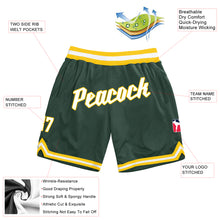 Загрузить изображение в средство просмотра галереи, Custom Hunter Green White-Gold Authentic Throwback Basketball Shorts