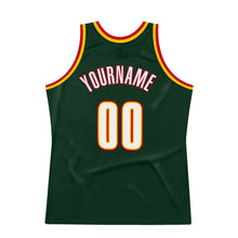 Load image into Gallery viewer, Custom Hunter Green White-Red Authentic Throwback Basketball Jersey