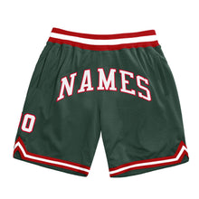 Laden Sie das Bild in den Galerie-Viewer, Custom Hunter Green White-Red Authentic Throwback Basketball Shorts