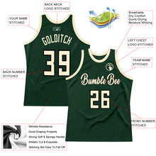 Load image into Gallery viewer, Custom Hunter Green Cream-Black Authentic Throwback Basketball Jersey