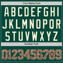 Laden Sie das Bild in den Galerie-Viewer, Custom Hunter Green Camo-Cream Authentic Throwback Basketball Jersey