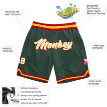 Laden Sie das Bild in den Galerie-Viewer, Custom Hunter Green White-Red Authentic Throwback Basketball Shorts