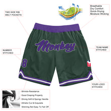 Laden Sie das Bild in den Galerie-Viewer, Custom Hunter Green Purple-Gray Authentic Throwback Basketball Shorts