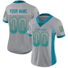 Load image into Gallery viewer, Custom Light Gray Teal-Old Gold Drift Fashion Football Jersey