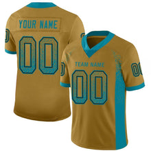 Laden Sie das Bild in den Galerie-Viewer, Custom Old Gold Teal-Black Drift Fashion Football Jersey