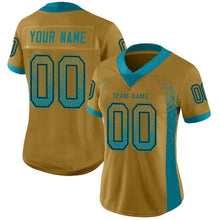 Laden Sie das Bild in den Galerie-Viewer, Custom Old Gold Teal-Black Drift Fashion Football Jersey