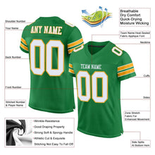 Загрузить изображение в средство просмотра галереи, Custom Grass Green White-Gold Mesh Authentic Football Jersey