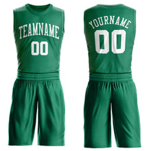 Load image into Gallery viewer, Custom Kelly Green White Round Neck Suit Basketball Jersey