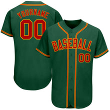 Загрузить изображение в средство просмотра галереи, Custom Kelly Green Red-Gold Authentic Baseball Jersey