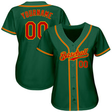 Laden Sie das Bild in den Galerie-Viewer, Custom Kelly Green Red-Gold Authentic Baseball Jersey