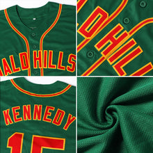 Laden Sie das Bild in den Galerie-Viewer, Custom Kelly Green Red-Gold Authentic Baseball Jersey
