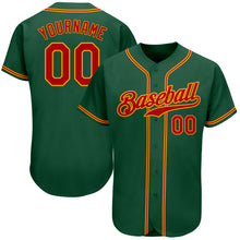 Laden Sie das Bild in den Galerie-Viewer, Custom Kelly Green Red-Gold Authentic Baseball Jersey