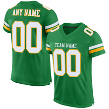 Загрузить изображение в средство просмотра галереи, Custom Grass Green White-Gold Mesh Authentic Football Jersey