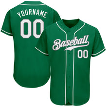 Загрузить изображение в средство просмотра галереи, Custom Kelly Green White-Gray Authentic St. Patrick's Day Baseball Jersey