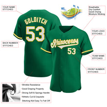 Load image into Gallery viewer, Custom Kelly Green White-Gold Authentic Baseball Jersey