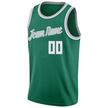Charger l'image dans la galerie, Custom Kelly Green White-Gray Round Neck Rib-Knit Basketball Jersey