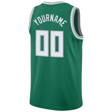 Charger l'image dans la galerie, Custom Kelly Green White-Gray Round Neck Rib-Knit Basketball Jersey
