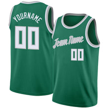 Charger l'image dans la galerie, Custom Kelly Green White-Gray Round Neck Rib-Knit Basketball Jersey
