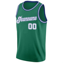 Загрузить изображение в средство просмотра галереи, Custom Kelly Green White-Royal Round Neck Rib-Knit Basketball Jersey