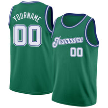 Загрузить изображение в средство просмотра галереи, Custom Kelly Green White-Royal Round Neck Rib-Knit Basketball Jersey