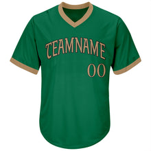 Загрузить изображение в средство просмотра галереи, Custom Kelly Green Old Gold-Black Authentic Throwback Rib-Knit Baseball Jersey Shirt