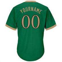 Загрузить изображение в средство просмотра галереи, Custom Kelly Green Old Gold-Black Authentic Throwback Rib-Knit Baseball Jersey Shirt