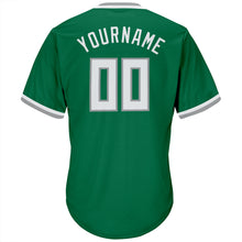 Загрузить изображение в средство просмотра галереи, Custom Kelly Green White-Gray Authentic Throwback Rib-Knit Baseball Jersey Shirt
