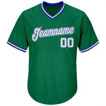 Загрузить изображение в средство просмотра галереи, Custom Kelly Green White-Royal Authentic Throwback Rib-Knit Baseball Jersey Shirt