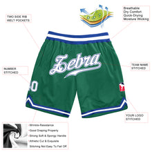 Laden Sie das Bild in den Galerie-Viewer, Custom Kelly Green White-Royal Authentic Throwback Basketball Shorts