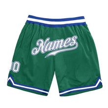 Laden Sie das Bild in den Galerie-Viewer, Custom Kelly Green White-Royal Authentic Throwback Basketball Shorts