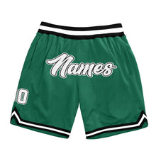 Laden Sie das Bild in den Galerie-Viewer, Custom Kelly Green White-Black Authentic Throwback Basketball Shorts