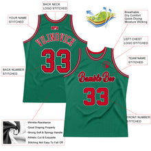 Load image into Gallery viewer, Custom Kelly Green Red-Black Authentic Throwback Basketball Jersey