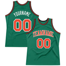 Загрузить изображение в средство просмотра галереи, Custom Kelly Green Orange-White Authentic Throwback Basketball Jersey