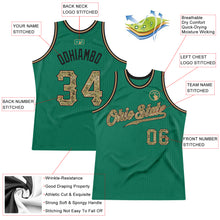Laden Sie das Bild in den Galerie-Viewer, Custom Kelly Green Camo-Black Authentic Throwback Basketball Jersey