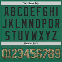 Laden Sie das Bild in den Galerie-Viewer, Custom Kelly Green Camo-Black Authentic Throwback Basketball Jersey