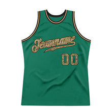 Laden Sie das Bild in den Galerie-Viewer, Custom Kelly Green Camo-Black Authentic Throwback Basketball Jersey