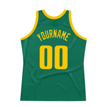 Load image into Gallery viewer, Custom Kelly Green Gold Authentic Throwback Basketball Jersey